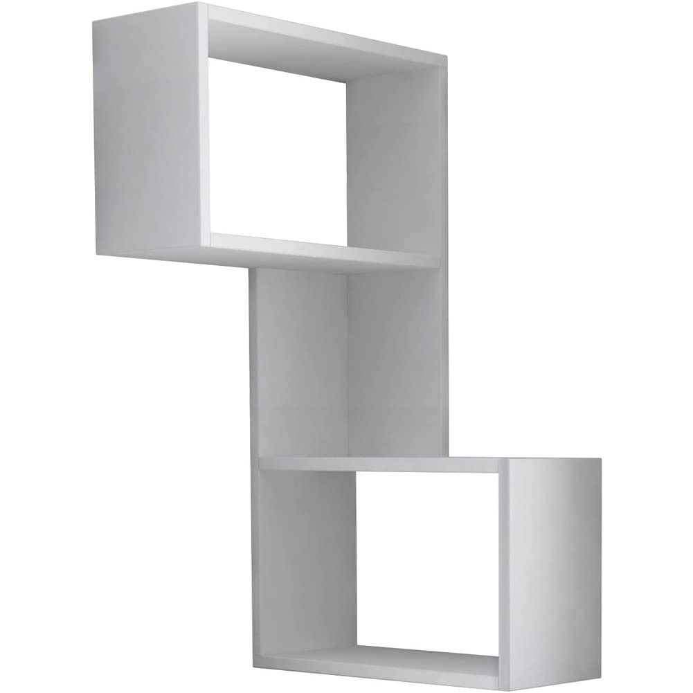 Shally Dogan Mensola a 3 Piani Angolare, Scaffale ad Angolo per Parete, Arredamento Interno, Casa, Ufficio, Organizer Salvaspazio Design Moderno, Dimensioni 47 x 20 x 85H cm (Bianco)