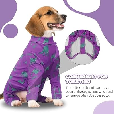 IDOMIK Pajamas, Soft Pjs Clothes With Zipper, Breathable Shirts for Boys Girls, Apparel Onesie, Recovery Suit for Small Medium Large Dogs, Anxiety Relief Onesies Purple, S
