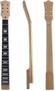 Electric Guitar Neck 22 Fret 24.75 Inch - Mahogany with Trapezoid Inlay Rosewood Fretboard, Glue-In Joint for Vintage Style Builds
