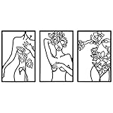 pared cuerpo femenino metal | 3pcs Dibujos lineales mujeres negras,Silueta minimalista femenina metal negro Dibujos lineales abstractos para pared cocina