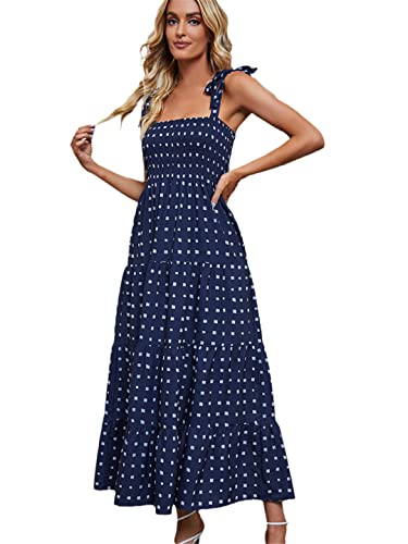Robe longue d'été sans manches style bohème chic noir foncé pour femme XL