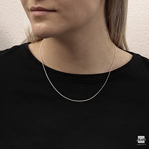 Amberta 925 Sterling Silver 1.3 Mm Curb Chain Necklace Length 18" Inch / 45 Cm (18) #TOP1