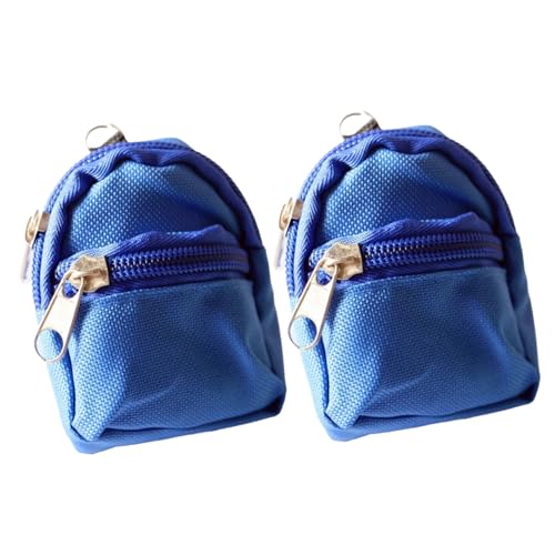2Pcs Blue Mini Doll Backpack School Bag Model Dollhouse School Accessory for 1/6 Scale Décor,Simulation Mini School Bag Model, for Doll House Furniture Decor Dollhouse Accessories ﻿