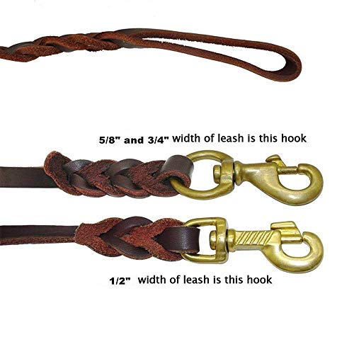 Fairwin Leather Dog Leash 6 Ft(5.6Ft) - Braided Heavy Duty Training Leash For Large Medium Small Dogs Running And Walking (L:width:3/4", Brown) #TOP4