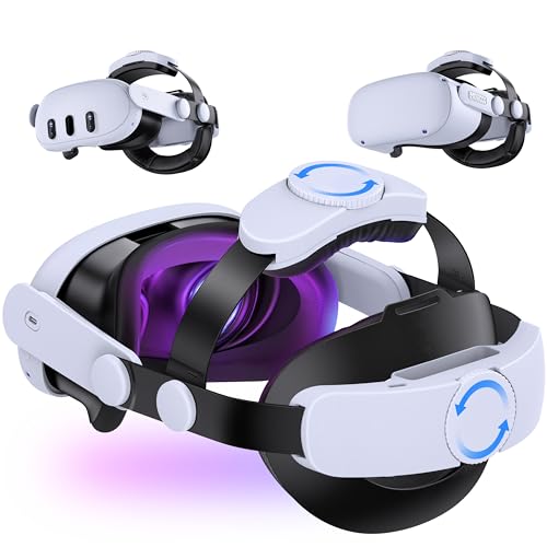 Battery Head Strap 7500mAh for Meta Quest 3/Quest 2,Double Knobs Adjustable Elite Strap with Detachable Battery Pack,VR Accessories Strap Enhanced Support&Comfort Extend Playtime for Oculus Quest 3/2