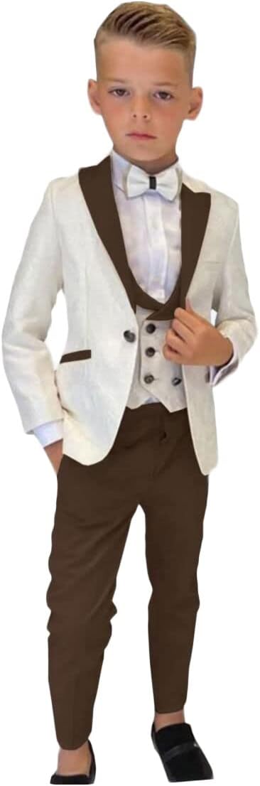 Formal Boys Suits for Wedding Flower Boys Suits One Button Blazer Vest Pants for Children