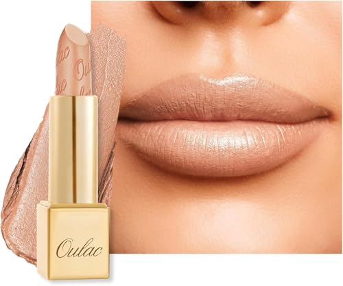 OULAC Glow Metallic Shine Lipstick, Nude High Impact Lipcolor, Lightweight Soft and Ultra Hydrating, Long Lasting, Vegan & Cruelty-Free, Full Coverage Lip Color 4.3 g/0.15 GM01 Serene