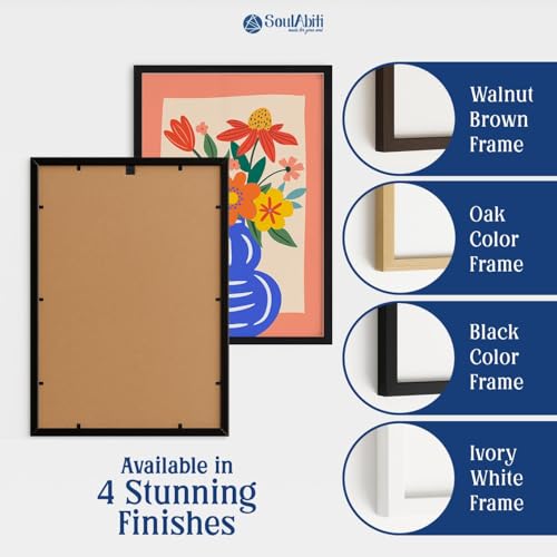 Image of SoulAbiti Sunny Still Life Botanicals set of 3 Framed Wall Print 12x18 inch Black Frame Plexi-Glass Floral Art ready to hang for living room bedroom office decor