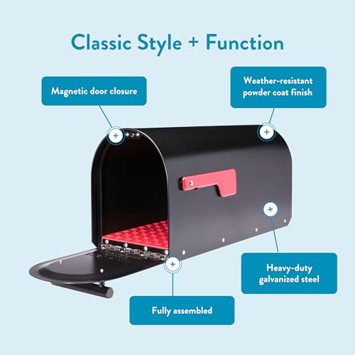 Image of Architectural MAILBOXES 5560B-R-10 Architectural Mailboxes Sequoia Post Mount Mailbox, Large, Black