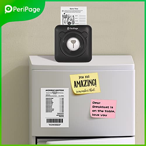 Image of PeriPeri PeriPage A6 Mini Thermal Printer (1Year Warranty) Inkless Bluetooth Pocket Printer for Print Picture List Memo Tags Barcode Receipt Labels. (Black)