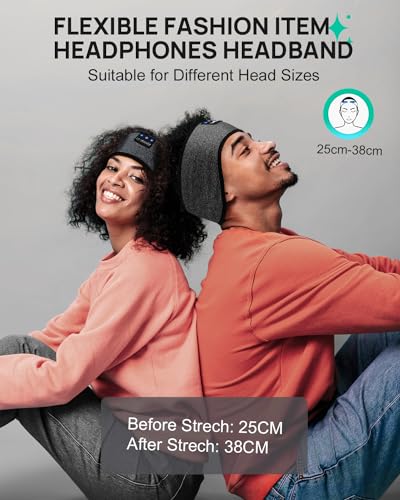 Image of LC-dolida Sleep Headphones Headband Bluetooth 5.4, Sports Headband Earphones Wireless with Speaker Microphone USB C for Sleeping Gift Workout Jogging Yoga Insomnia Travel Meditation, Ash Grey
