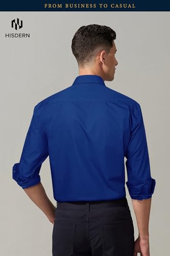 Image of HISDERN Mens Dress Shirts Long Sleeve Button Down Casual Shirts for Men Inner Contrast Formal Business Tuxedo Wedding Shirt