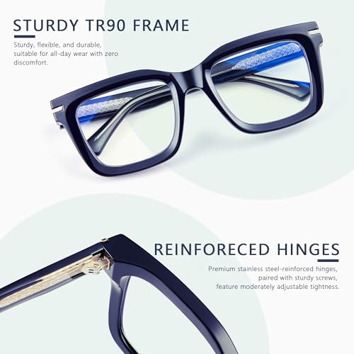 Image of Blue Light Blocking Glasses for Women Men, Square Thick Frame Anti Eyestrain & UV Glare JF6218