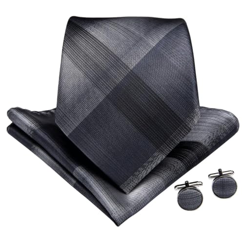 Corbata de seda para hombre set con pañuelo y gemelos