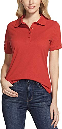 TSLA Women's Short Sleeve Classic Polo Shirt, UPF Summer Cotton Pique Collared Shirts, Dynamic Cotton-Blend Casual Tops