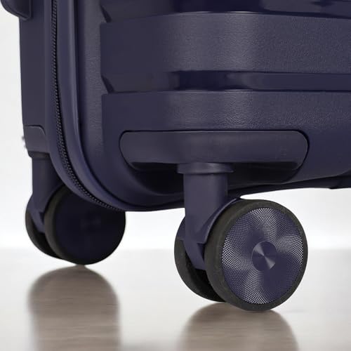Image of 3G Vacanza Paris Series Polypropylene Unbreakable Hard-Sided Luggage Cabin SizeTrolley Bag | Navy Blue 55 cms
