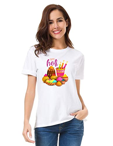 Image of Decor Production Men's /Women's Regular Fit -Colourful - Holi Tshirt Shirt for Men /Women Printed Round Neck Tshirt || Mens /Womens Tshirts Polycotton Half Sleeve