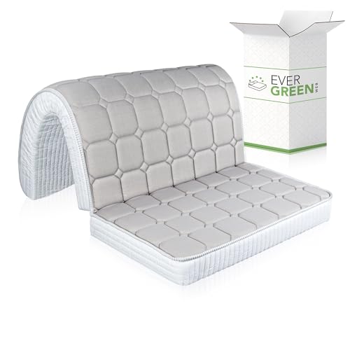 EVERGREENWEB - Colchón Clic clac Individual 80x190 cm h 10 para sofá Cama con Espuma viscoelástica, Plegable, Pliegue en el Asiento, Ortopédico, hipoalergénico, Cordones de fijación Bed Sofa Memory
