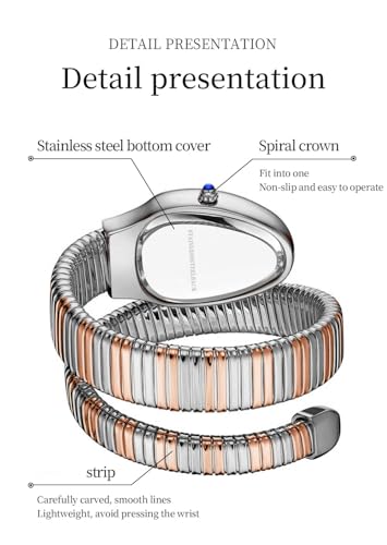 Image of Shocknshop Analog White Dial Diamond-Embellished Snake Spiral Bracelet Watch for Women -WCH166