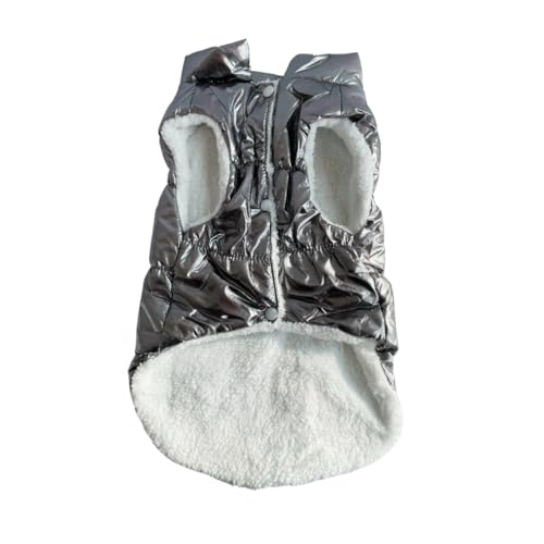 Jaqueta Puffer Pet Impermeável com Forro de Pelúcia, Prata Metálico (XXL)