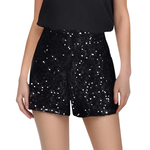 Short à paillettes femme automne hiver : pantalon scintillant chaud élégant