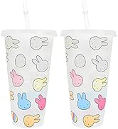WINOMO ストロータンブラー カップ コップ プラスチック イースター かわいい 710ML 大容量 2点セット オシャレー ストローカップ