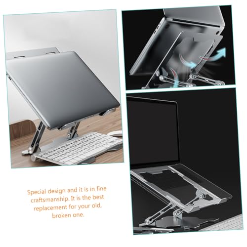 Soporte ajustable de aluminio para laptop color plata miniatura 2