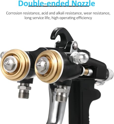 Image of Spray Gun With Double Nozzle | Chrome Dual Head Pneumatic Sprayer | Professional Painting Tools | Pack of 1