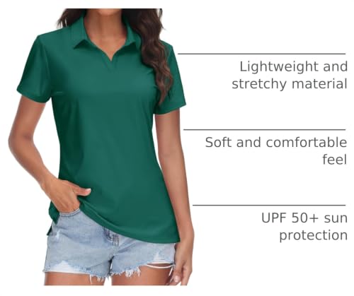 Image of TACVASEN Women's V-Neck Polo Shirts UPF 50+ Short Sleeve Sun Protection Quick Dry Golf Polos Collared Shirt