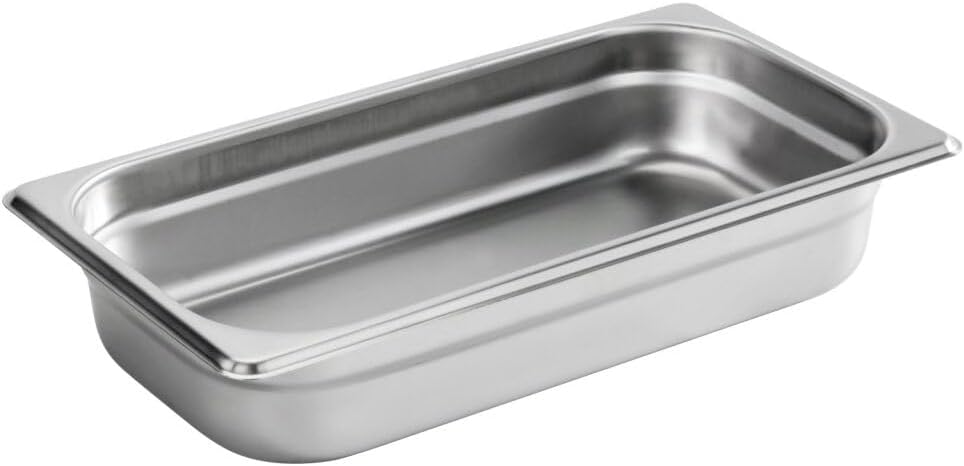 New Star Foodservice 1/3 Size Stainless Steel Steam Table Pan, 12.8 x 7.0 x 2.5 Inches, 18/8 Stainless Steel, 24 Gauge, NSF Certified (Set of 6)