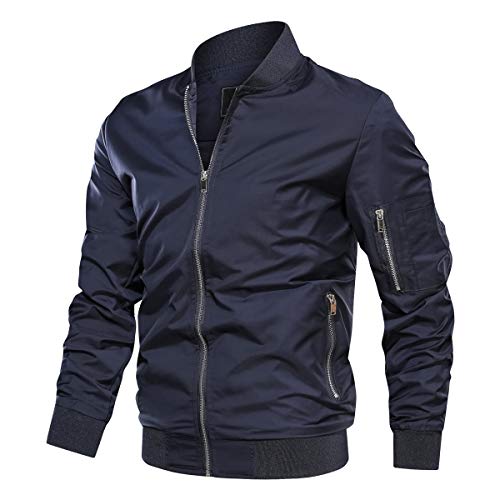 Tacvasen Men's Jacket-Lightweight Thin Sportwear Flight Bomber Windbreaker Coat, Navy M #TOP2
