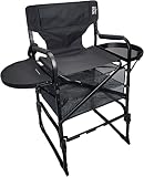 Tuscany Pro Adjustable Seat Height Portable Heavy Duty Tall Director Chair with Carry Bag