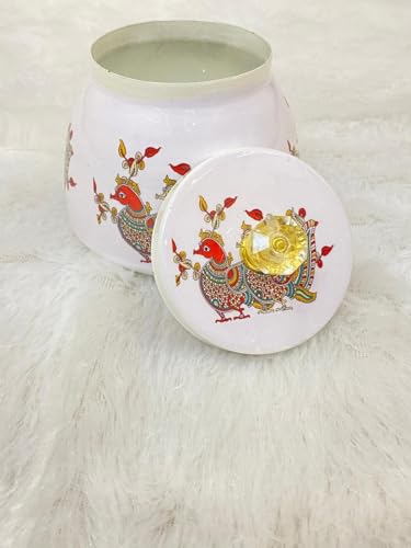 Image of (Pack of 5 Decorative Asian Style White Jar with Lid - Return gift, Non Airtight Container