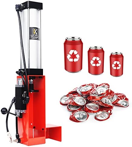 Pneumatic can crusher for recycling 12 Oz. and 16 Oz. Soda Beer Can Crusher Smasher Wall Mounted for Aluminum Cans-Red