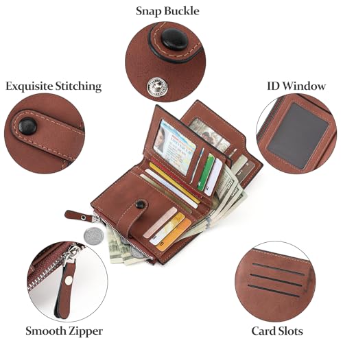 Image of Wallet for Men Large Capacity Leather RFID Blocking Trifold Wallet with 2 ID Windows and 15 Card Holders