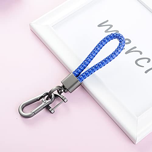 Car Key Acorn Weave Paracode Key Chain Ring, Thick Leather Braid Rope Car Keychain Ring For Men And Women, Suit For All Cars (Blue) #TOP6