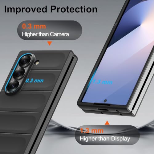 Image of ShieldTech AirGuard Series Back Cover Case for Samsung Galaxy Z Fold 7 5G | Microfiber Lining | Airbag Cushion Drop Protection | Silicone Cover Case - Black for Samsung Galaxy Z Fold7 / Fold 7 5G