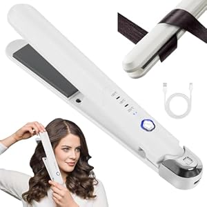 SKJJM Mini Kabellos Glätteisen, 2-in-1 schnurloser Frauenhaarglätter, 3-Temperaturstufen-Glätter für langes und kurzes Haar, Akku-Haarglätter mit USB-Aufladung, 2500 mAh, Ideal für Unterwegs (Weiß)