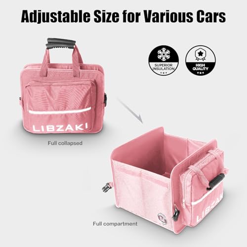 Image of LIBZAKI Car Trunk Storage Organizer, Collapsible Trunk Storage Box for Car Truck SUV-Pink