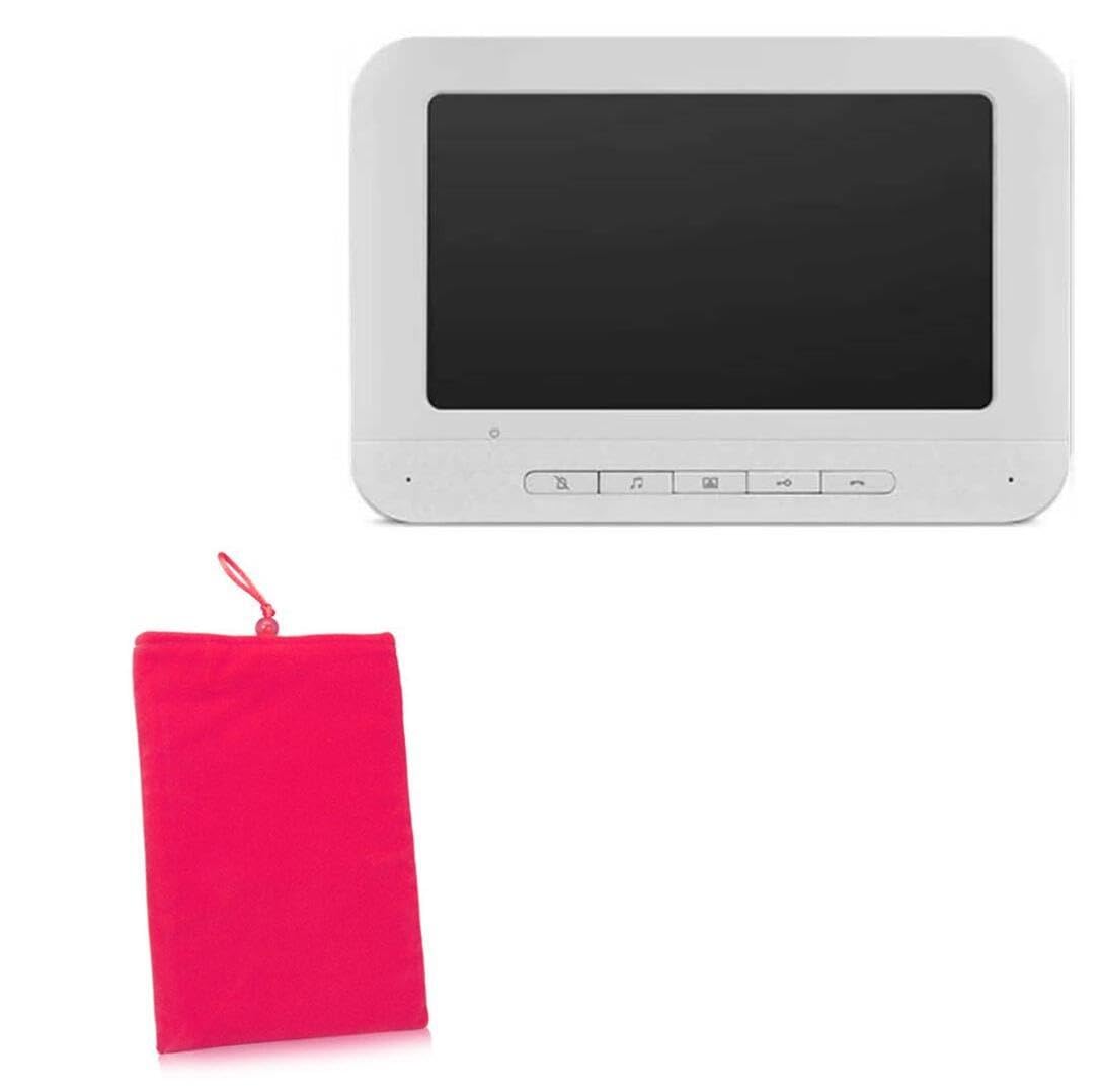 BoxWave Case Compatible with Etokfoks Monitor Wired Video Door Phone Doorbell Kit (MLSA04-3LT106) - Velvet Pouch, Soft Velour Fabric Bag Sleeve with Drawstring - Cosmo Pink