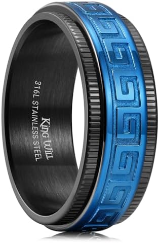 King Will 8mm Black Spinner Stainless Steel Ring Fidget Anxiety Ring ...