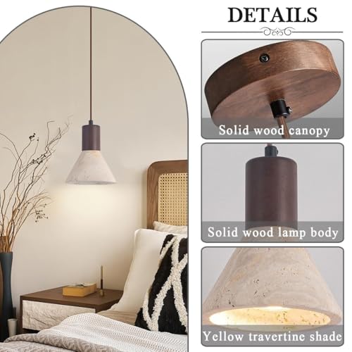 Minilámpara de travertino amarillo con pantalla de piedra cueva para iluminación focalizada 8