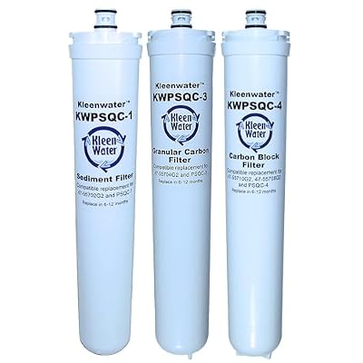 KleenWater Replacement Cartridges for Water Factory SQC4 System, 3M 3MRO401 and Water Factory 47-55702G2, 47-55704G2, 47-55710G2, Set of 3, Made in USA