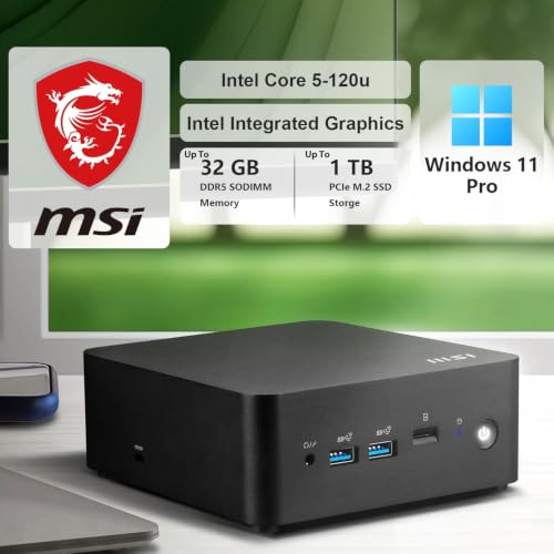 Image of MSI Cubi NUC Intel Core 5 120U Business MFF Desktop, 16GB DDR5 | 256GB SSD | Support 4-Monitor 4K, Thunderbolt 4, MicroSD Card Reader, Ethernet, HDMI, Bluetooth, Wi-Fi 6, Windows 11 Pro, Black
