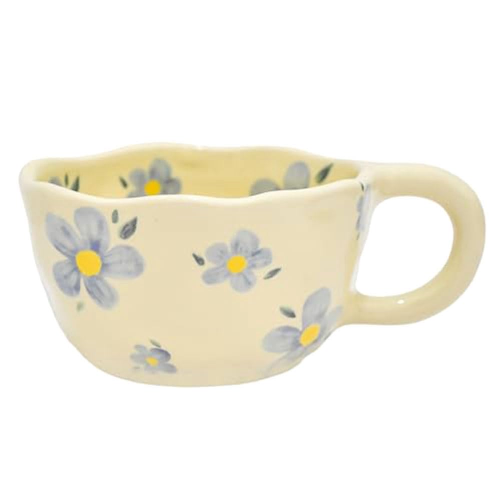 CTRLZS Elegant Floral Ceramic Mug Coffee Cup with Flower Decorations, 250ml Spring Drinkware for Home Decor Easy to Use,C
