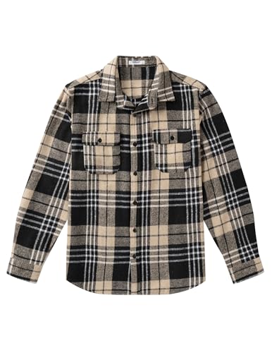 Image of COOFANDY Mens Flannel Shirts Long Sleeve Plaid Shirt Jacket Button Down Shirt with Pockets