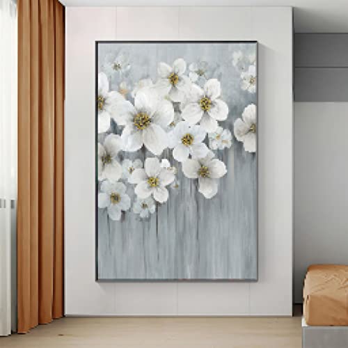 Toile fleurs de cerisier blanc affiche nordique et impression murale salon