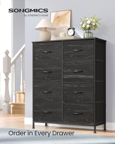 Image of SONGMICS BELLAH Collection - Dresser for Bedroom, Chest of Drawers, Storage Organizer Unit, Closet, Entryway, Steel, 8 Drawers, Modern, Ebony Black ULGS124BE02S