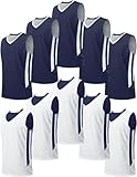10 Pack Youth Boys Reversible Mesh Performance Athletic Basketball Jerseys Blank Team Uniforms for Sports Scrimmage Bulk (Navy/White, Youth M)