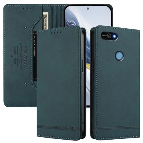 Jiajihua Phone Cover Compatible with Huawei Enjoy 7S / P Smart 2018,Compatible with Honor 9 Lite 【RFID Blocking】【Card Holder Magnetic Closure Flip Stand】 Case Green